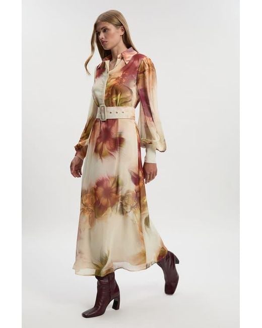 Karen Millen Natural Belted Woven Shirt Dress