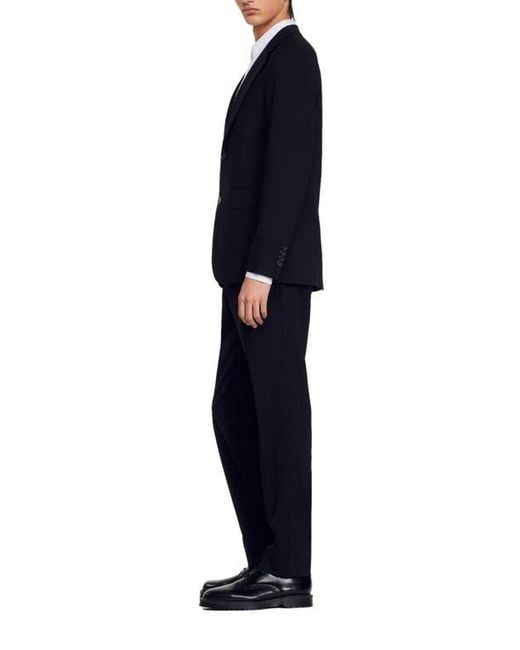 Sandro Blue Virgin Wool Suit Jacket for men