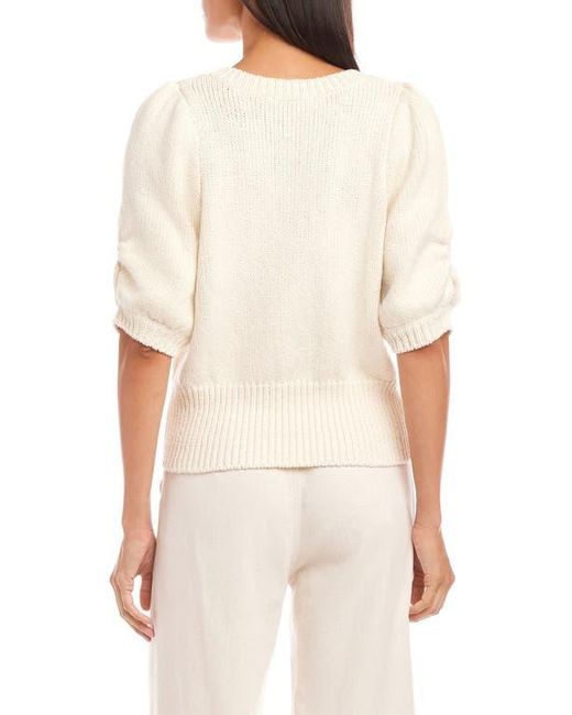 Fifteen Twenty White Bennet Shirred Sleeve Sweater