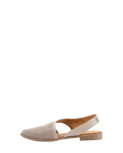 BUENO Natural Bianca Perf Slingback Pointed Toe Flat