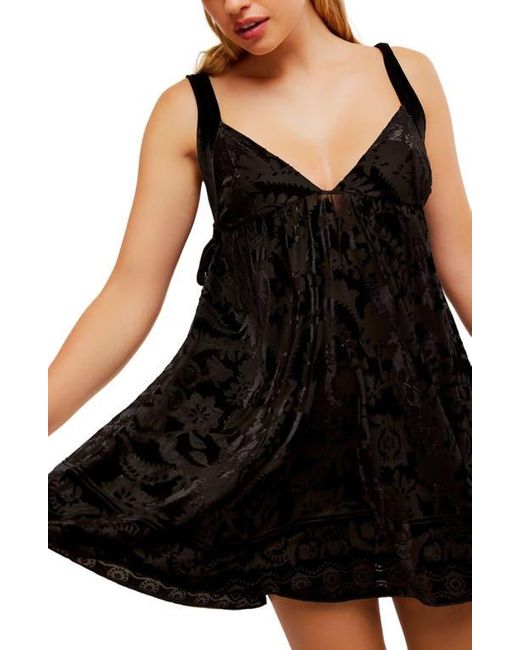 Free People Snow Angel Burnout Velvet Babydoll Minidress in