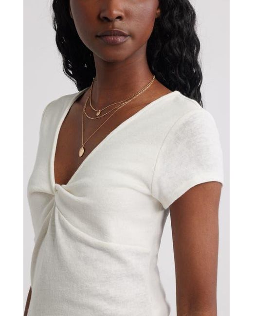 Treasure & Bond Blue Twist Front V-Neck Knit Top