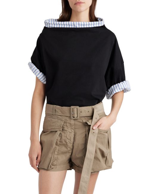 Dries Van Noten Black Layered Asymmetric Cotton Sweatshirt