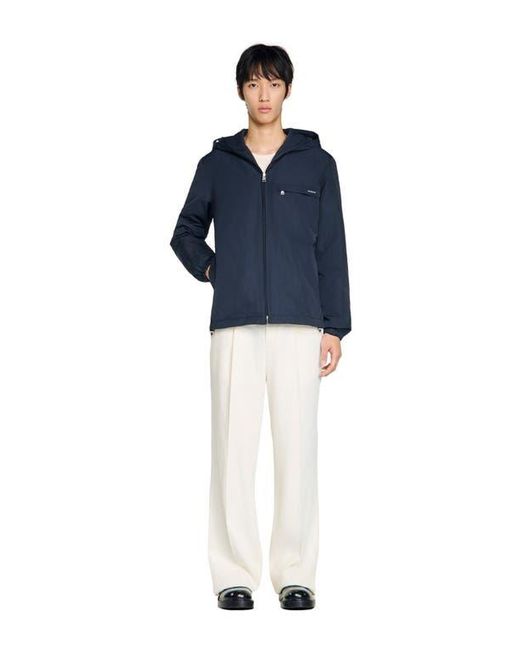 Sandro Blue Nylon Windbreaker for men