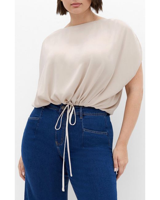 City Chic Blue Elise Drawstring Hem Top