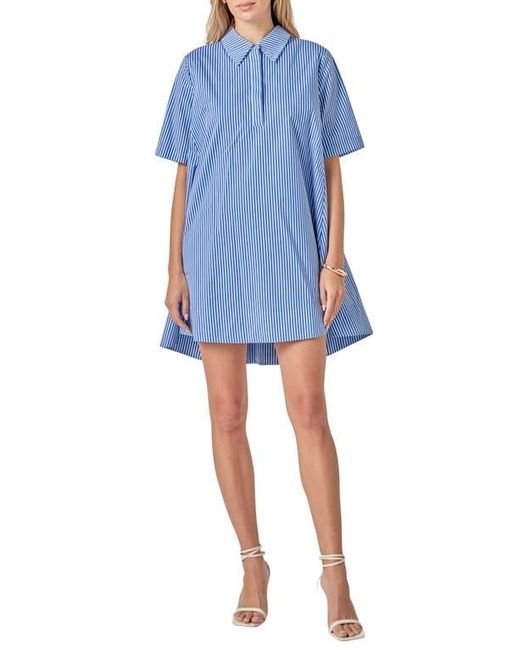 English Factory Blue Short Sleeve A-Line Shirtdress