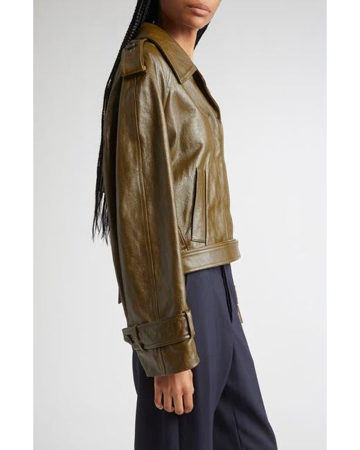 Marni Green Leather Crop Trench Coat