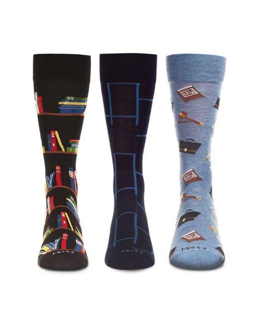 Memoi Blue Professions Assorted 3-Pack Crew Socks for men