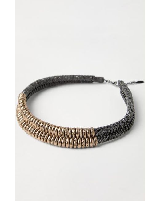 Brunello Cucinelli Metallic Leather And Monili Choker