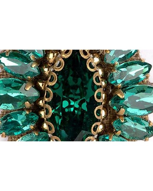 Deepa Gurnani Green Alianah Crystal Drop Earrings