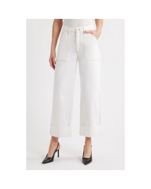 FRAME White The Utility Cuff Wide Leg Jeans