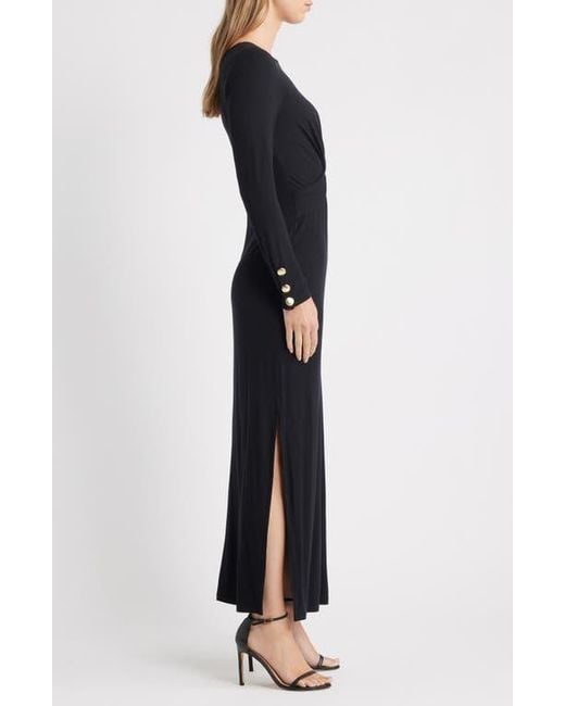 Lilly Pulitzer Black Alessani Twist Front Long Sleeve Maxi Dress