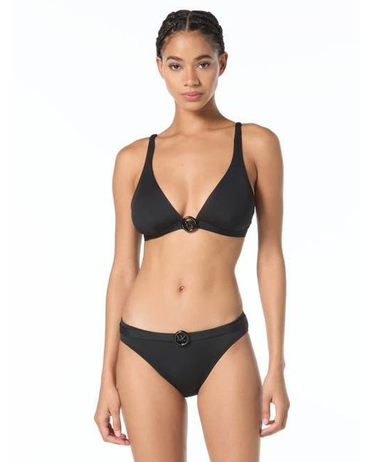 MICHAEL Michael Kors Black Bubble Logo Bra Swim Top