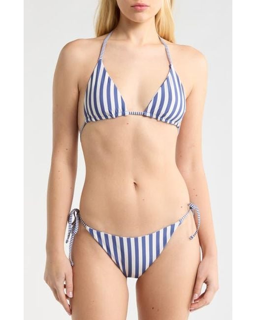 Roxy Blue Stripe Out Reversible Triangle Bikini Top