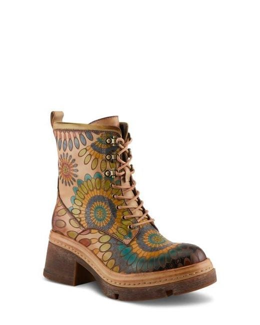 Spring Step Brown Carnivale Embossed Bootie