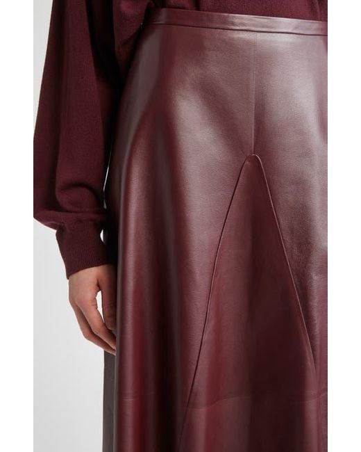 FFORME Red Selina Leather A-Line Skirt