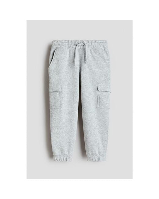 H&M Gray Brushed-Inside Cargo Joggers for men