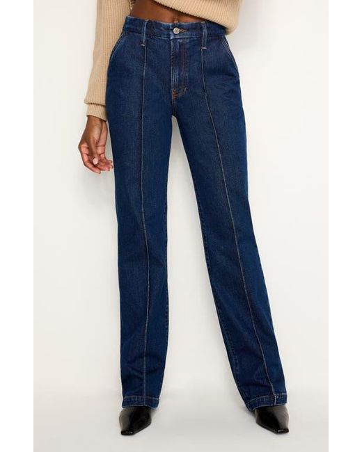GOOD AMERICAN Blue Pintuck High Waist Wide Leg Trouser Jeans