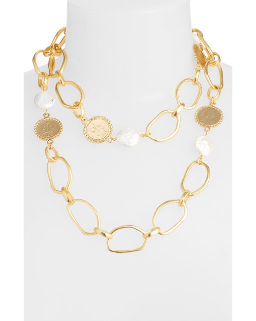 Karine Sultan Metallic Pearl & Coin Layered Necklace