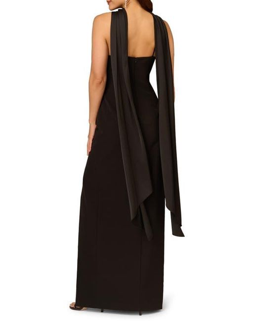 Aidan Mattox Black Bonded Crepe Gown