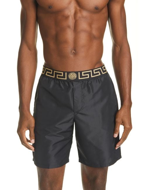 Versace Synthetic Medusa Logo Swim Trunks in Black for Men Lyst