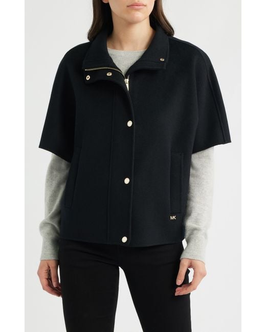 Michael Kors Black Double Face Wool Cape