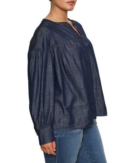 Sanctuary Blue Personal Best Shirred Button-Up Shirt