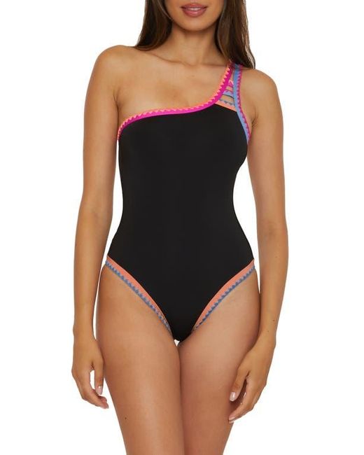 Lucky Brand Black Avila Asymmetric One-Piece Swimsuit