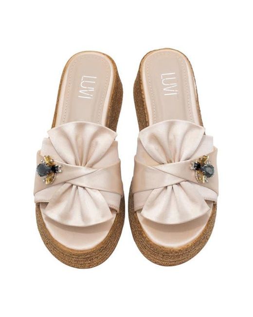 Prologue Shoes Pink Shara Braided Bow & Bee Buckle Platform Sandal