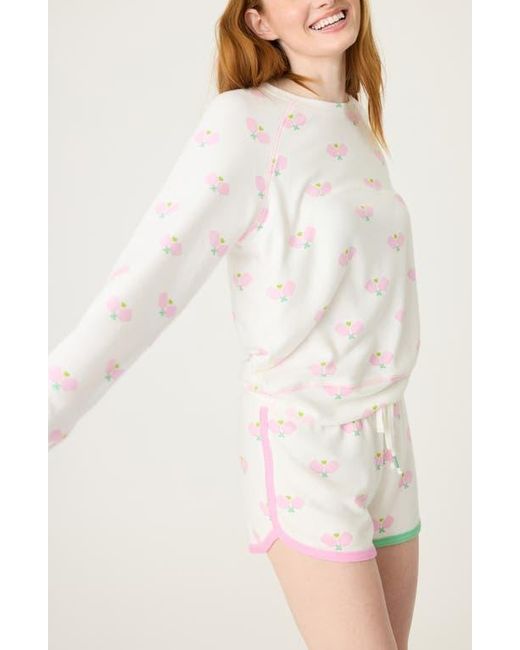 Pj Salvage White Peach Party Patterned Pajama Shorts