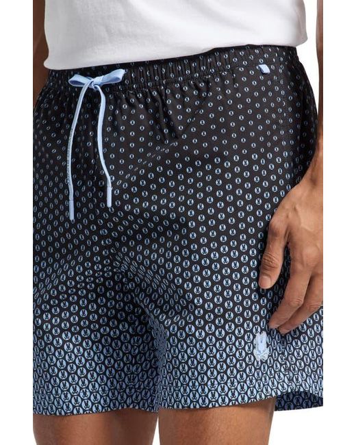 Psycho Bunny Blue Bendigo Print Swim Trunks for men