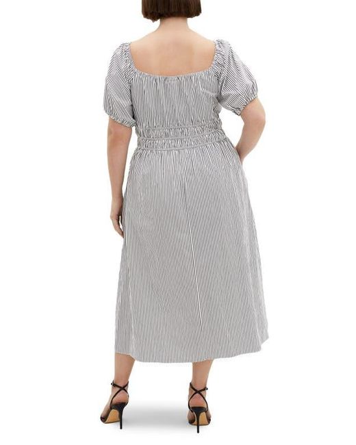 City Chic Gray Adelynn Stripe Midi Dress