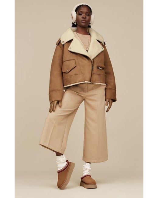 Ugg Brown Tazz Ii Genuine Shearling Lined Platform Slipper