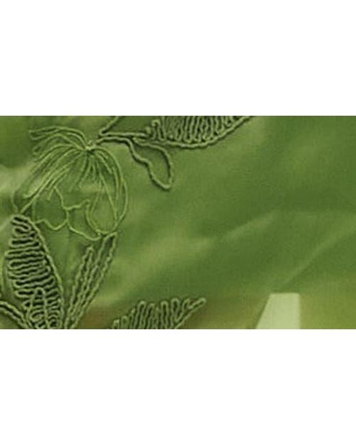 TOPSHOP Green Embroidered Cotton Organza Midi Skirt