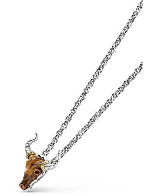 Lagos White Anthem Bull Pendant Necklace