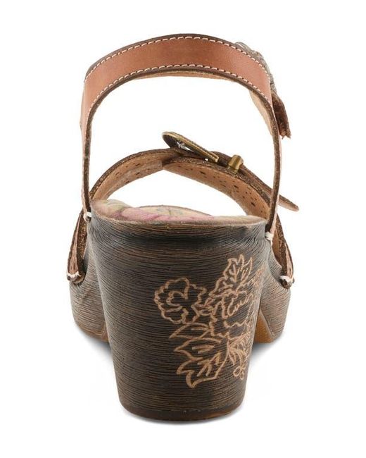 Spring Step Brown Upperbuck Ankle Strap Platform Sandal