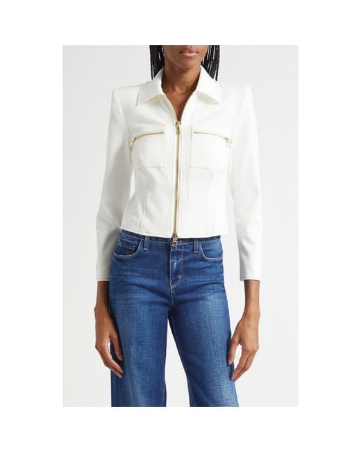 L'Agence White Calianna Zip Front Jacket