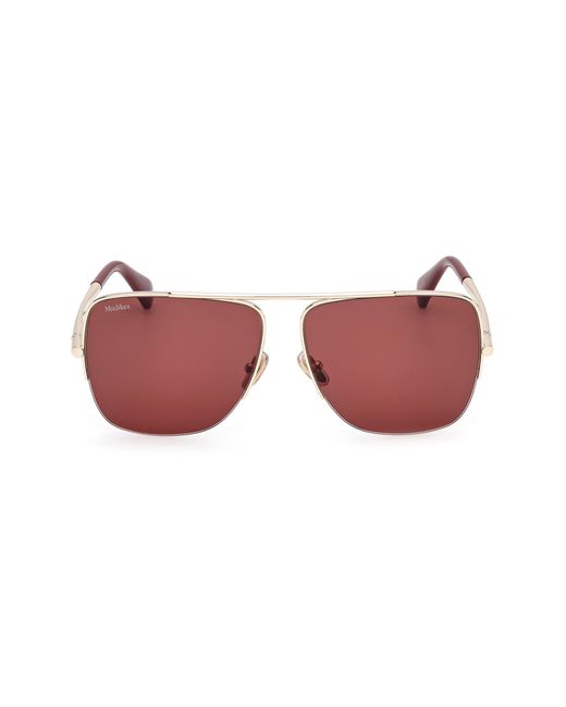 Max Mara Red 59Mm Pilot Sunglasses