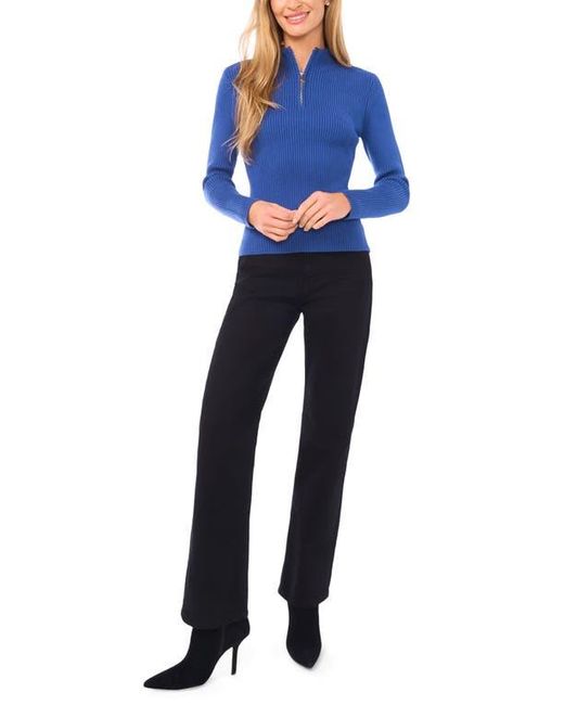 Halogen® Blue Rib Quarter Zip Sweater