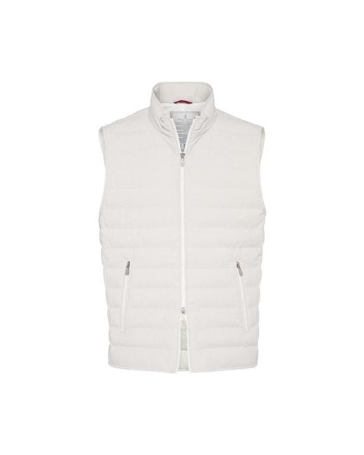Brunello Cucinelli White Lightweight Down Vest for men