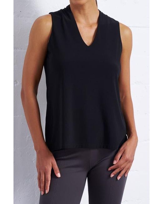 Franne Golde Blue Luxe Stretch V-Neck Sleeveless Shell