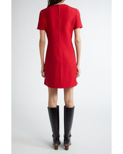 Valentino Garavani Red Bow Detail Crepe Couture Minidress