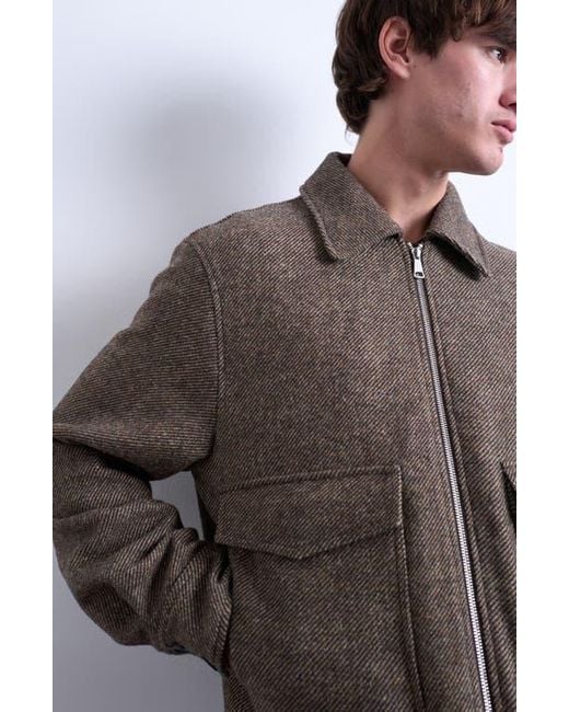 Topman Brown Herringbone Short Jacket for men