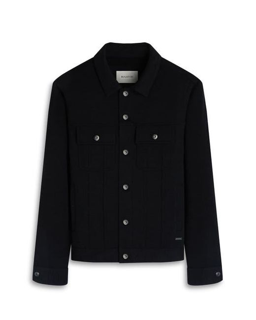 Bugatchi Blue Knit Trucker Jacket for men