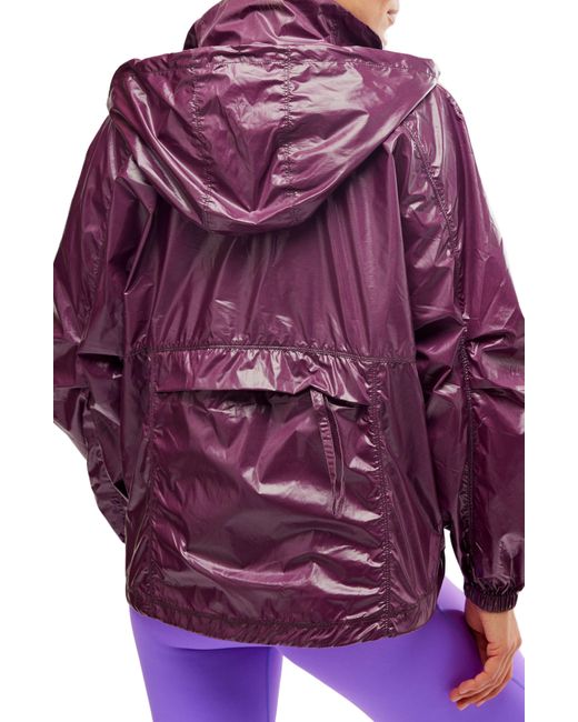Fp Movement Purple Spring Showers Water Resistant Packable Rain Jacket