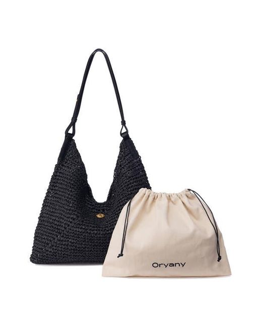 orYANY Black Raffia Triangle Shoulder Bag