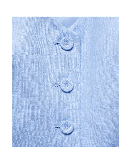 Mango Blue Linen Suit Vest