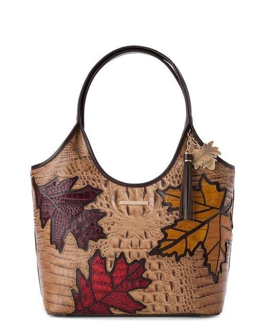 Brahmin Brown Melora Croc Embossed Leather Tote