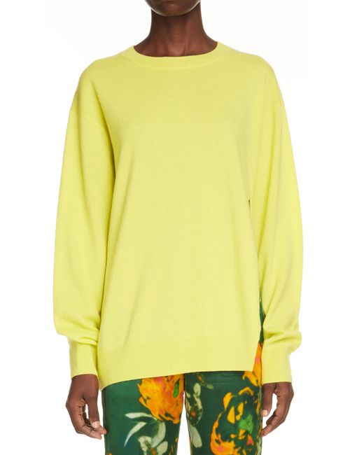 Dries Van Noten Yellow Nevermind Side Slit Cashmere Sweater