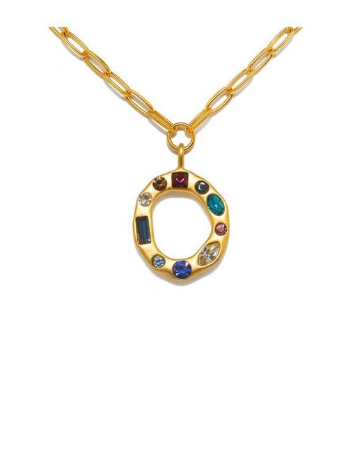 Sequin Metallic Emilie Crystal Initial Pendant Necklace